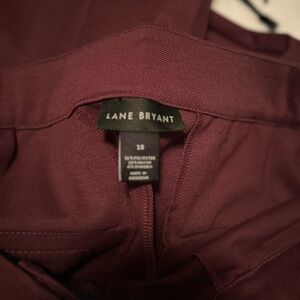Lane Bryant maroon pleated pants, stretchy, flared, size 18, like new